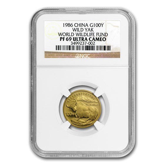 1986 China Gold 100 Yuan Yak PF-69 NGC (World Wildlife Fund) 1986 China Gold 100 Yuan Yak PF-69 NGC (World Wildlife Fund)